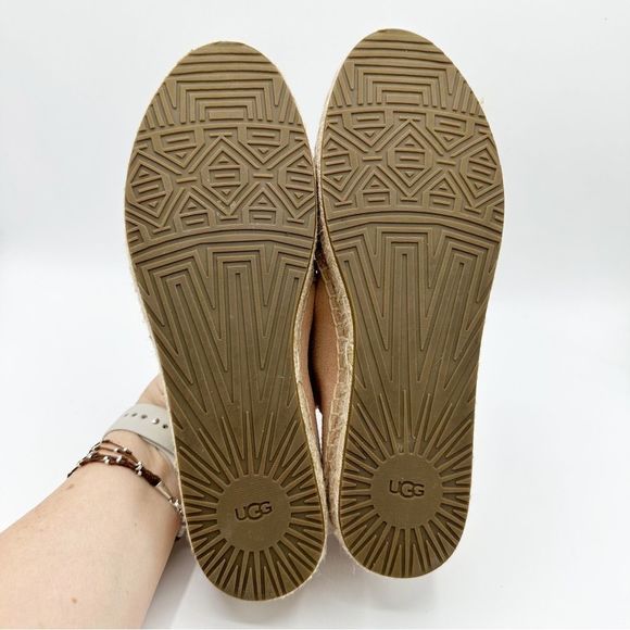 UGG Heidi Perforated Slip-On Espadrille Flat In Suntan Suede Pink Women’s Sz 9 - Picture 14 of 14